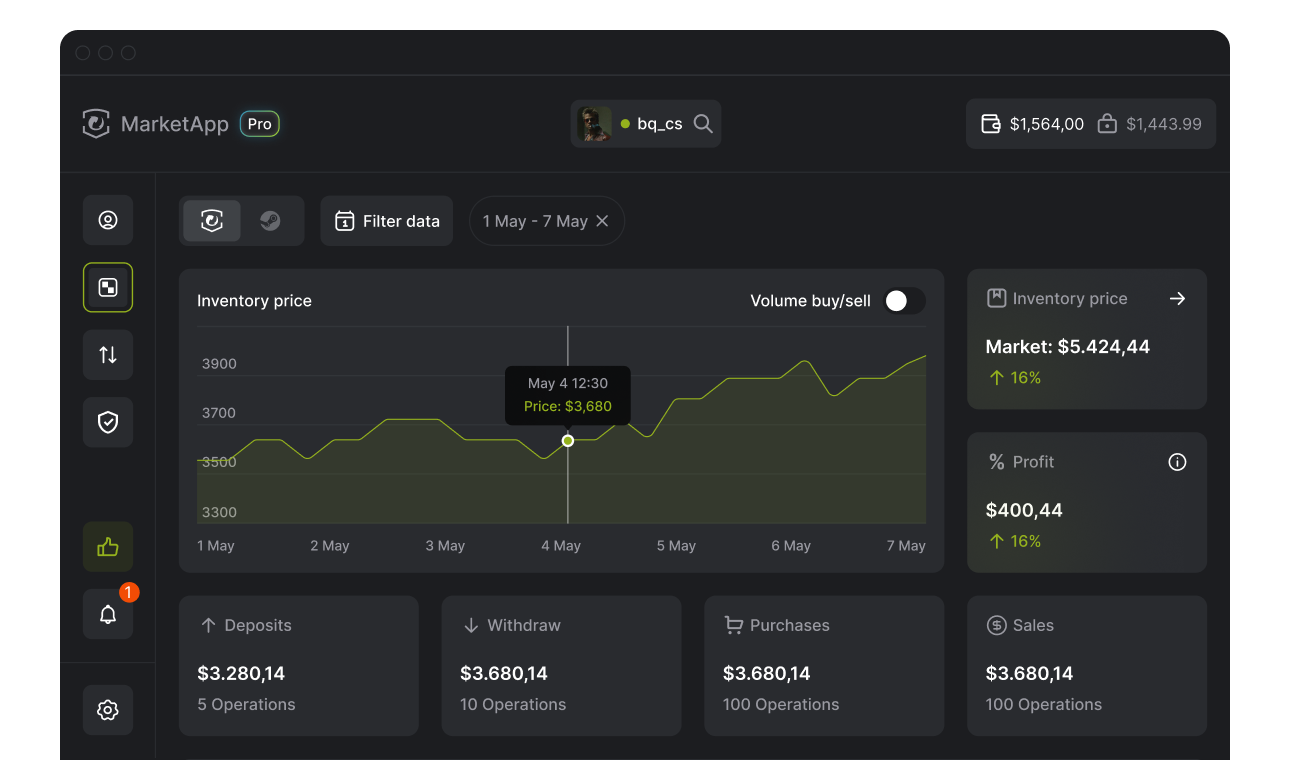 Klient pro stolní počítače MarketApp